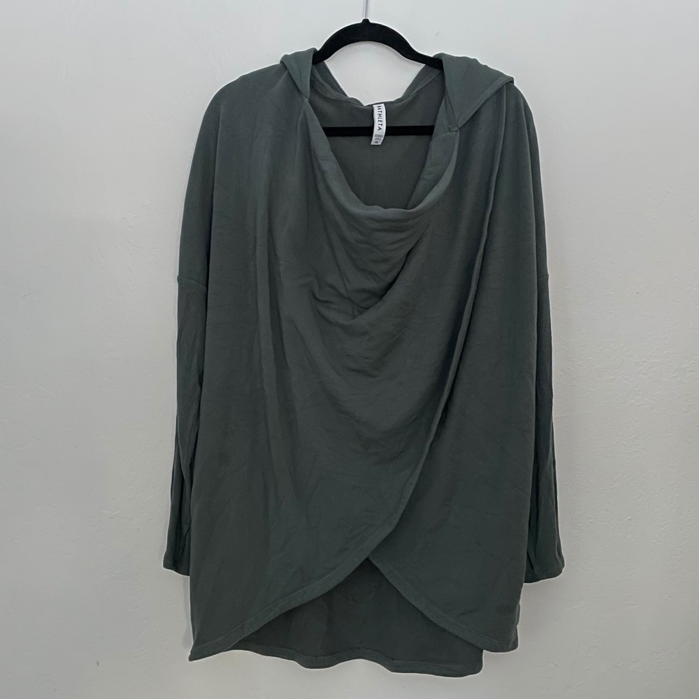 ATHLETA Shirt Womens XL Green Purana Wrap Hoodie Sweatshirt Casual